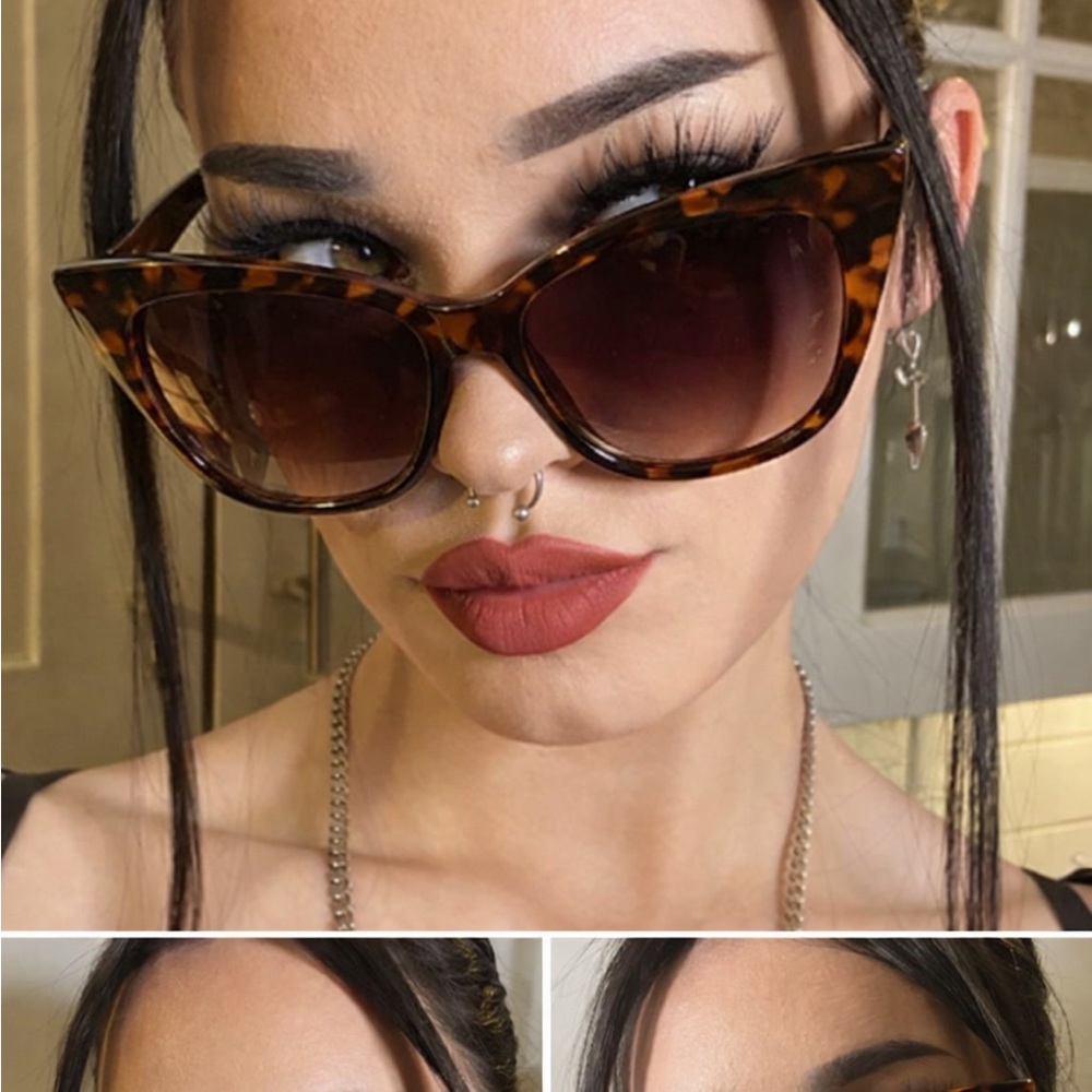 Tortoiseshell Cat-Eye Sunglasses - Brown Lenses